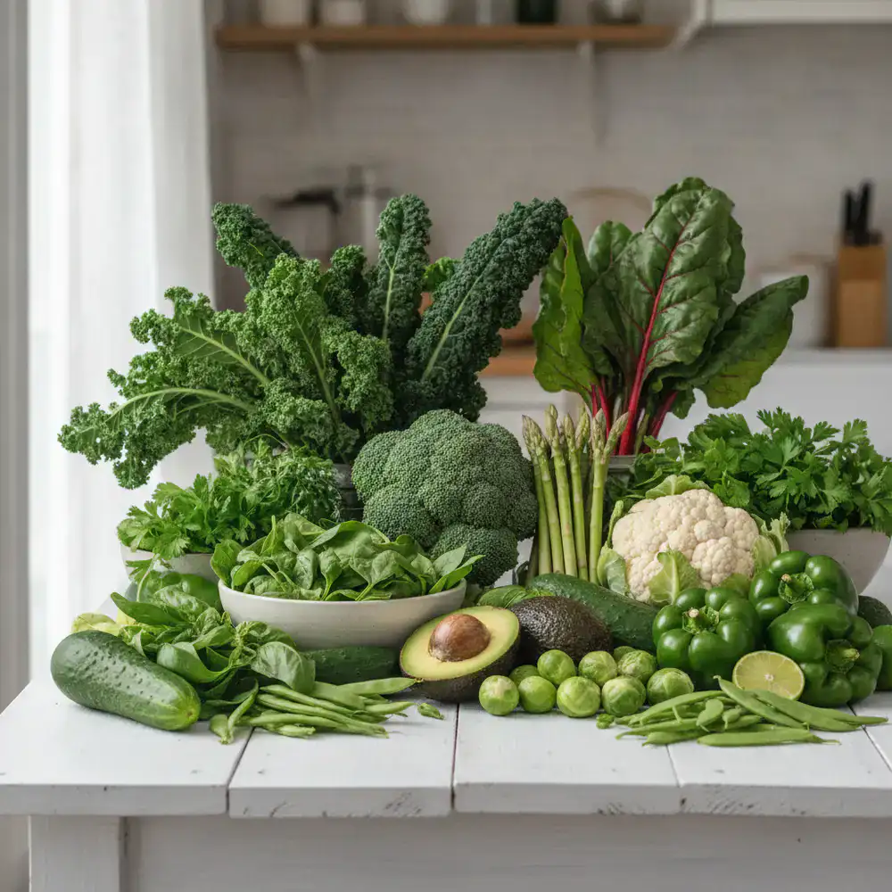 Assortment of fresh green vegetables