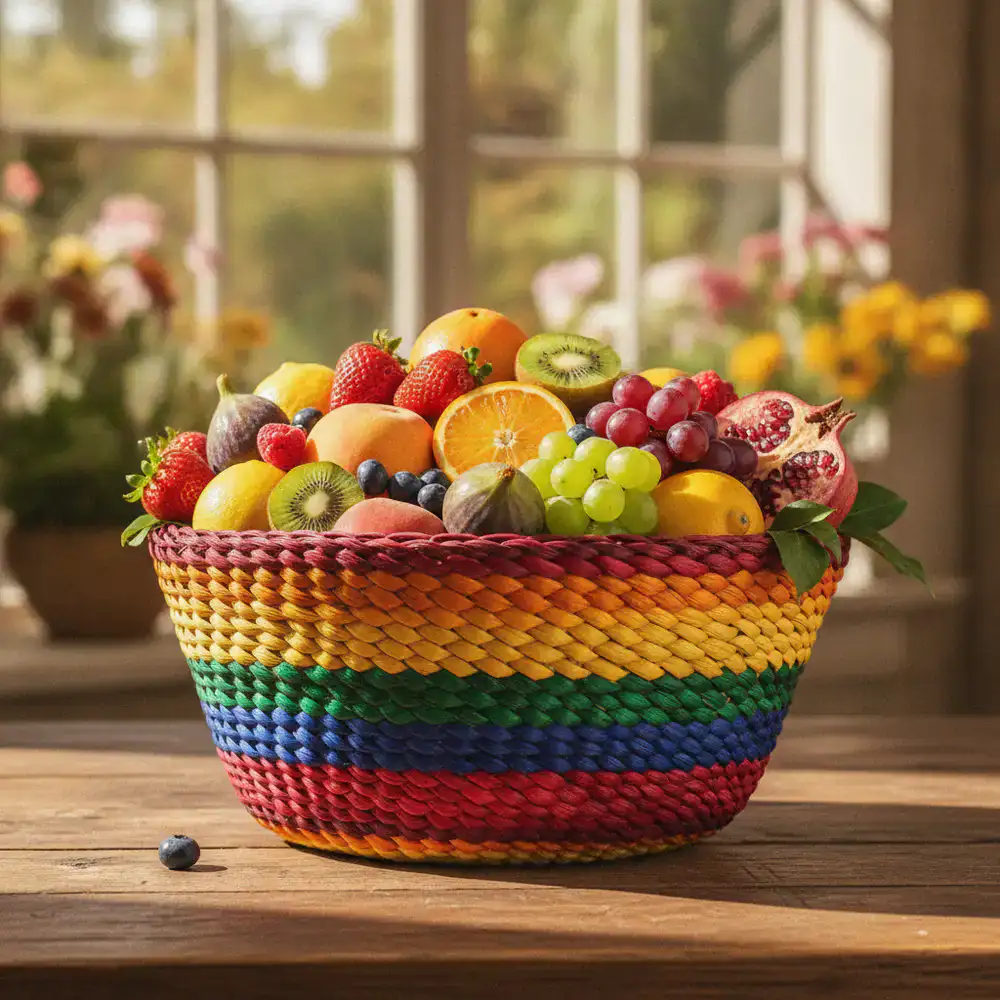 Colorful basket of seasonal fruits