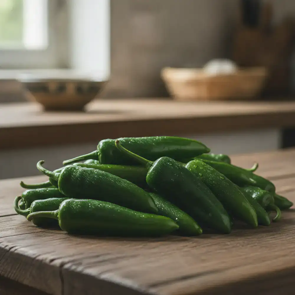Fresh green chilies